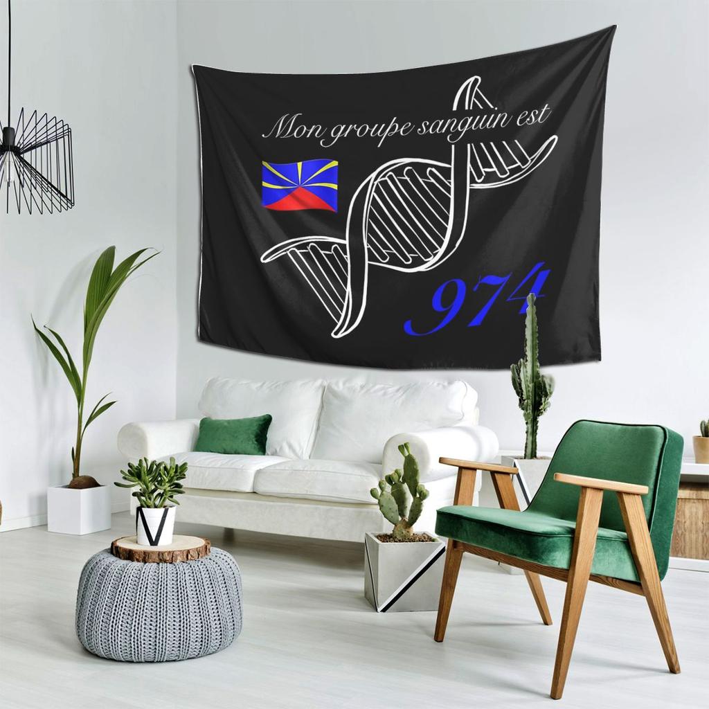 974 Reunion Island Flag Tapestry Decoration Art Aesthetic Tapestries for Living Room Bedroom Home Wall Cloth Wall Hanging