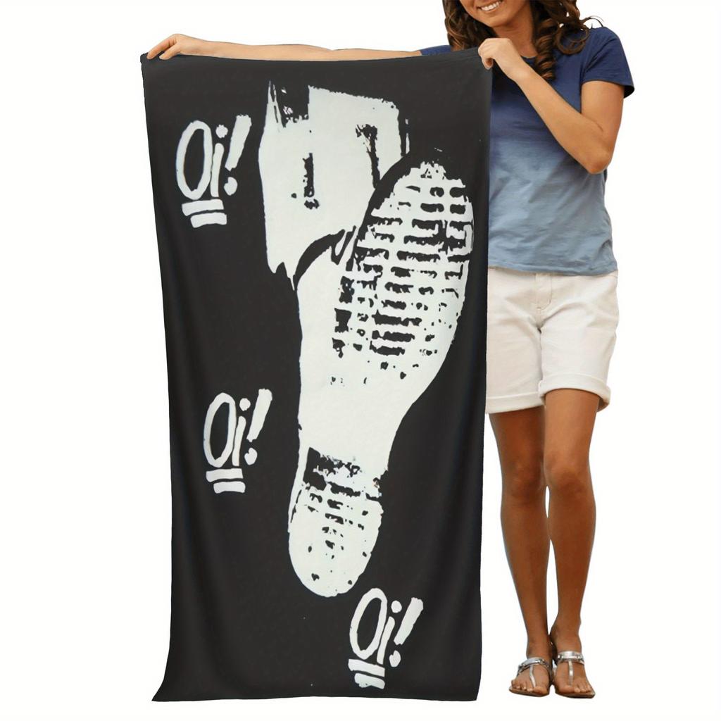 Oi! Punk Boot Print Beach Towel Patterned Sunscreen And Windproof Suitable For Swimming Pool Camping Travel Blanket