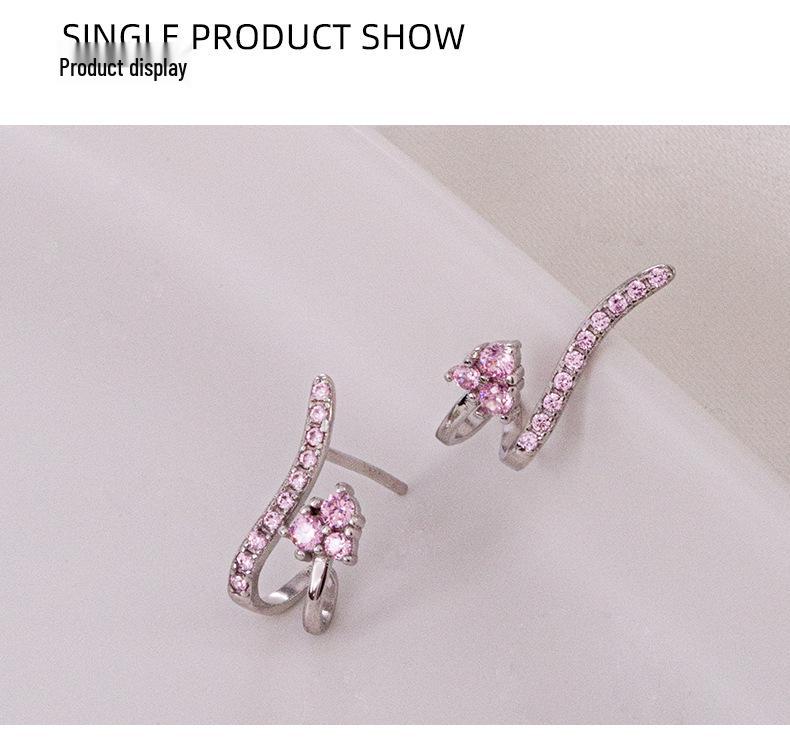 Banyan Tree S925 Silver U-Shape Diamond Luxury Earrings for Women - Korean Niche Cold Style