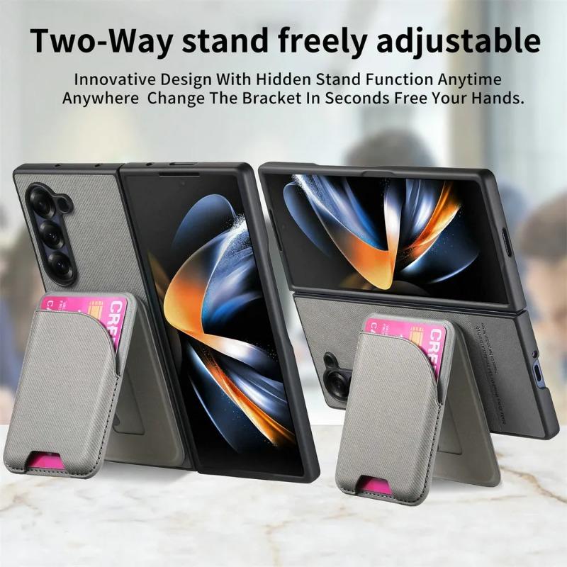 Чехол-книжка 2-в-1 с магнитной сумкой для карт, кожаная обложка для Samsung Z Fold 7 Fold6 Fold5 Fold4 Fold3, противоударный матовый чехол с Magsafe, Funda