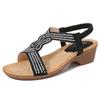 2024Ladiesshoes Bohemian новые модные босоножки со стразами на платформе и танкетке женские туфли