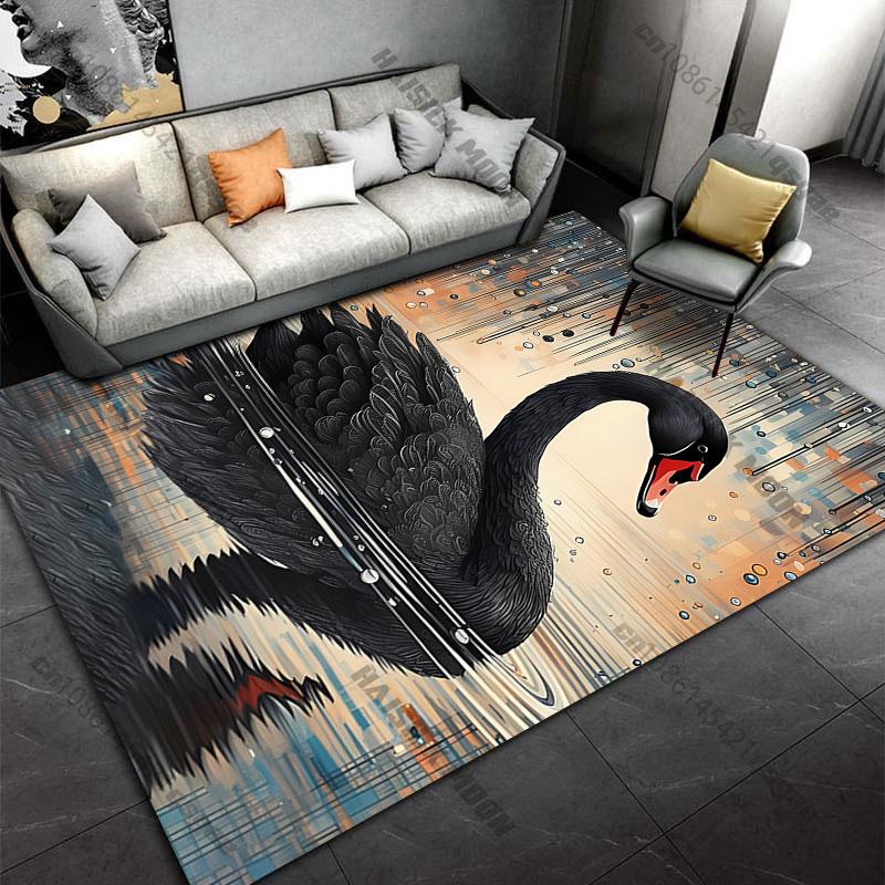 Graceful black swan elegance carpet Yoga living room room decor children's crawling mat doormat area rug games mat