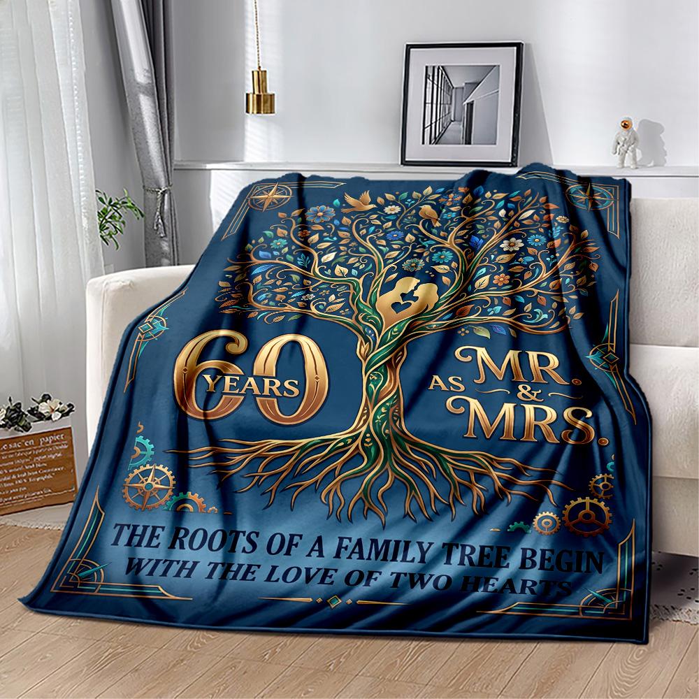 Family Tree Roots Begin Love Flannel Blanket-Soft and Suitable for Sofas,Beds,Offices,Travel,All Seasons,Great Gift for Holidays and Birthdays.