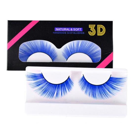 1 пара 3D цветных ресниц Мягкие пушистые ресницы из искусственного волокна 9 мм Наращивание ресниц с насыщенными цветами Хэллоуин Рождество Косплей Макияж Поддельный