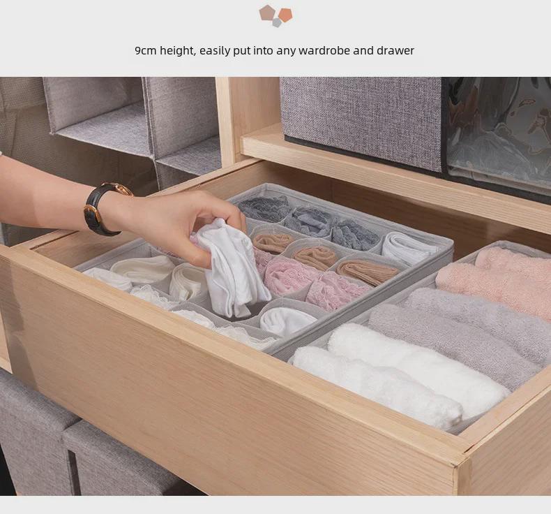 Ящик для хранения нижнего белья Morandi Fabric — органайзер 3 в 1 для бюстгальтеров, носков и многого другого