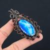 Прекрасный синий дендритный опаловый драгоценный камень Чистая медная проволока, обернутая ювелирной подвеской ручной работы