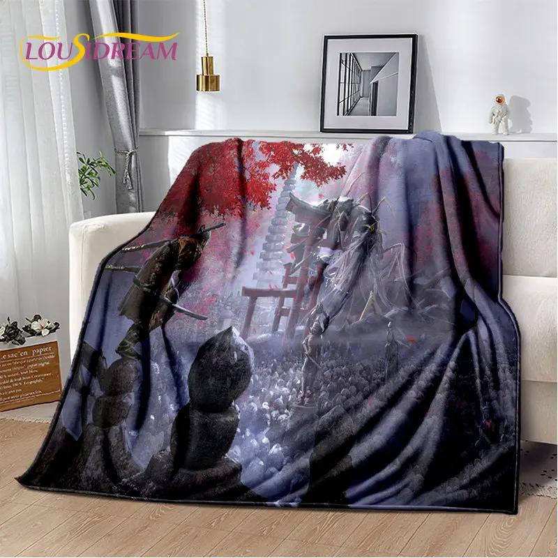 D Sekiro Game Plush Flannel Throw Blanket for Bedroom Living Room Sofa Picnic Soft Cozy Cover for Kids and Adults