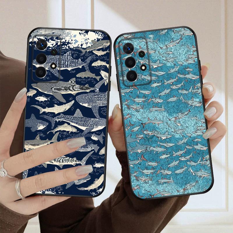 Мультяшная синяя акула для Samsung A03 Core A 04 05 06 12 14 15 16 22 23 Galaxy A25 26 4G 34 35 52 53 56 71 73 90 5G мягкий чехол для телефона