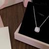Sugar Cube Necklace for Women's Light Luxury Niche High-end Small Square Diamond Pendant Korean Version Simple