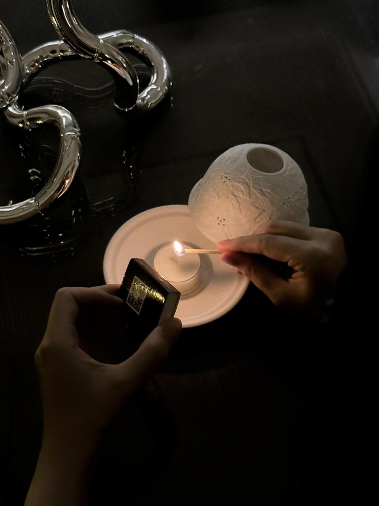 Nordic Light Tea Light Подсвечник Абажур с подносом из костяного фарфора Рождественский праздничный подарок Фарфоровый Tealight купол