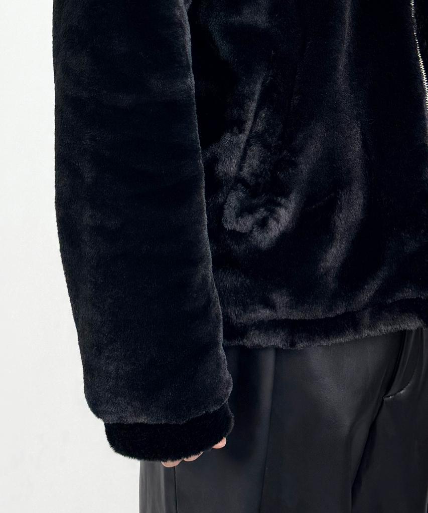 A Made Fine Fur Print Over Jacket (Black)