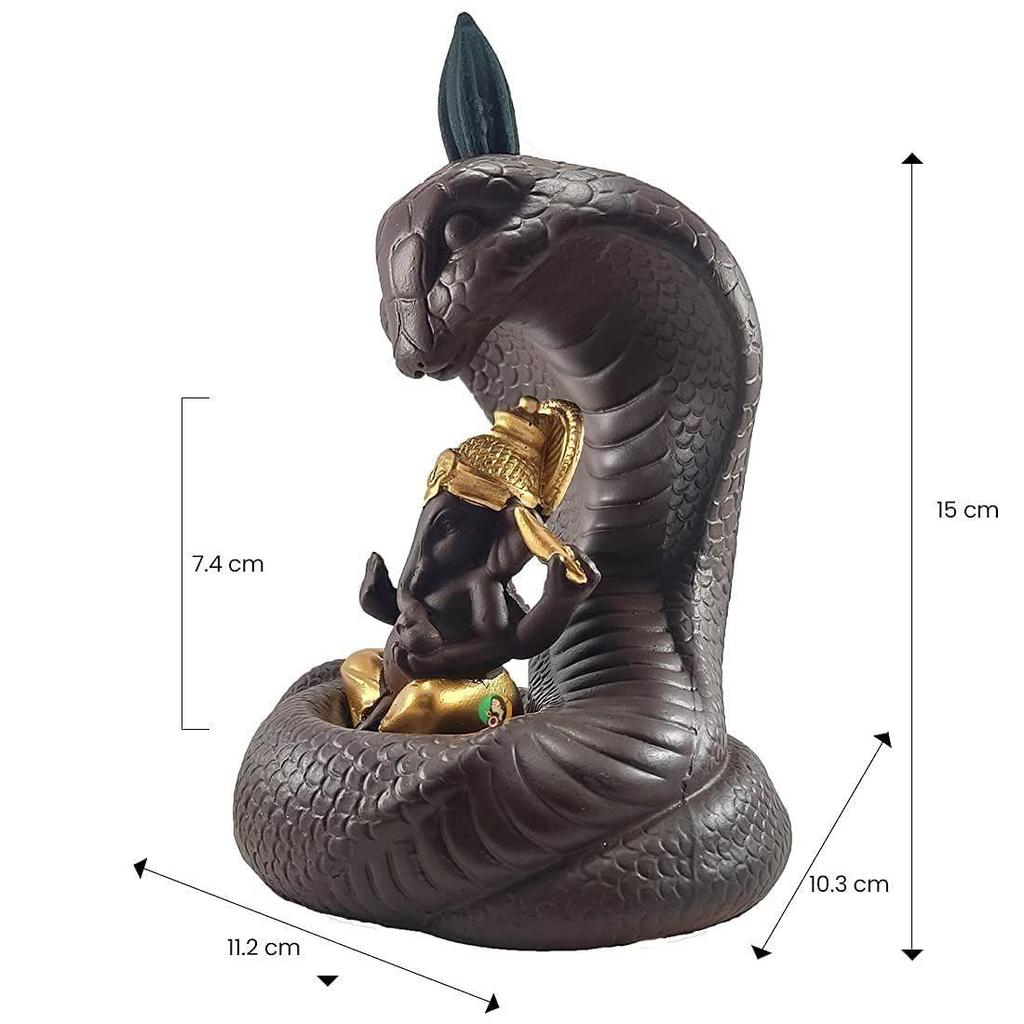 Смола Обратный поток Дым Фонтан Подставка для благовоний Наг и Змея Ганеша Благовоние Горелка с 30 благовониями обратного потока