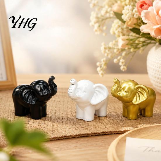 Luck Symbols for Good Fortune Mini Resin Elephant Figurine, Statue Tabletop Decor, Minimalist Room Decor Accessories Small Ornament Home Office Shelf,