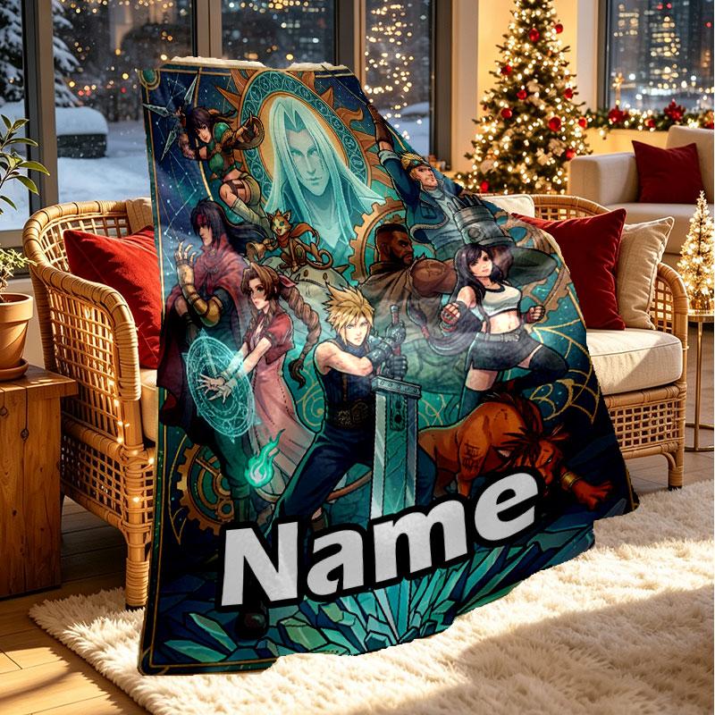 Custom Name Personalized Final Fantasy Print Blanket, Home Decor, Bedroom, Sofa, Camping, Couch, Gifts for Birthday Christmas