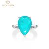 100% 925 Sterling Silver 10*14mm Water Drop Synthesis Paraiba Tourmaline High Carbon Diamond Ring Women Party Fine Jewelry