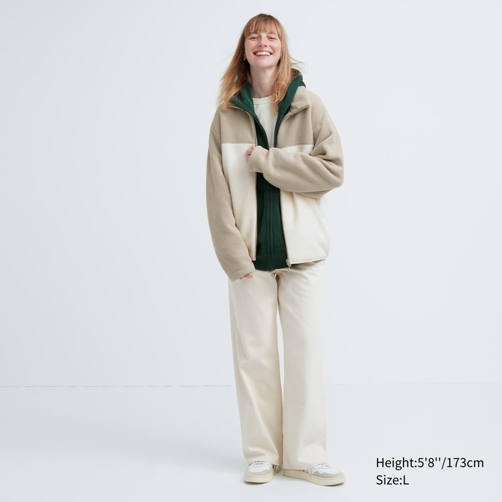 Uniqlo Флисовая куртка на молнии (длинный рукав) цветной блок