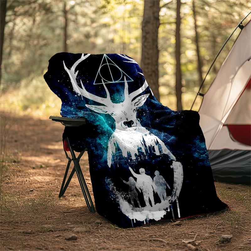 Deer Dreamscape Print Flannel Blanket, Soft Warm Lightweight Throw Blanket for living Room,Sofa Bed Camping office