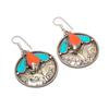 Natural Tibetan Turquoise, Coral Gemstone Handmade Jewelry Earring 2.36" R9g54