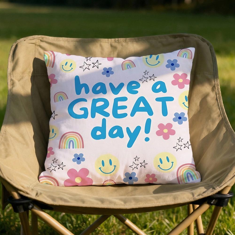 warm good day Cushion Cover Soft Reversible Durable Pillow Cover MultiScene Use for Home Car Daily Comfort