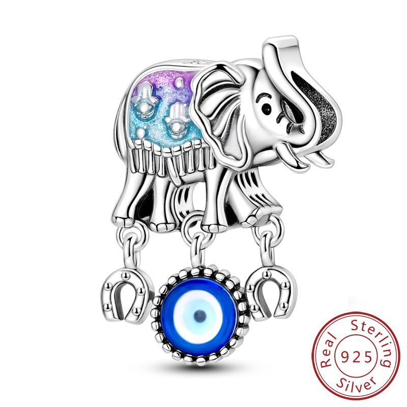 925 Silver Elephant Charm Beads Vintage Pendant for Women Fine Jewelry Gifts Fit Bracelet Necklace Handmade