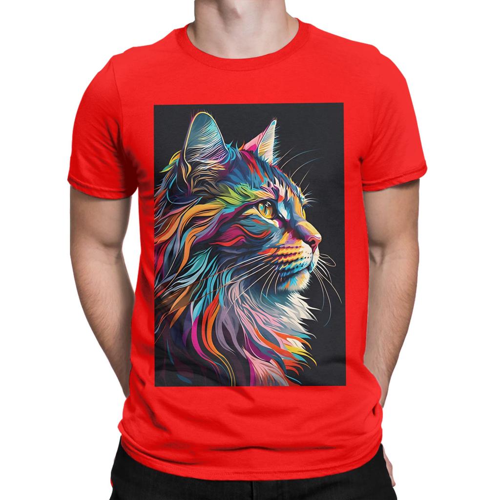 Splash Maine coon Colorful Art Novelty 100 Cotton TShirt maine coon Tops Tees For Unisex