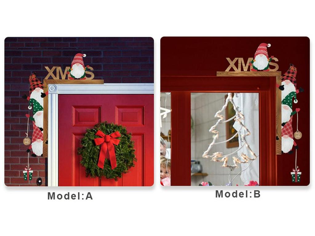 Mingguan Christmas Cartoon Letter Door Frame & No-Face Doll Decorations