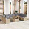VidaXL 11-piece Garden Sofa Set Beige Poly Rattan, Modern Modular Outdoor Sofa, Comfortable for Patio, 3358373