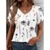 3D Printing Women's T Shirt Tee Floral Print Daily Stylish Casual Short Sleeve V Neck White Summer