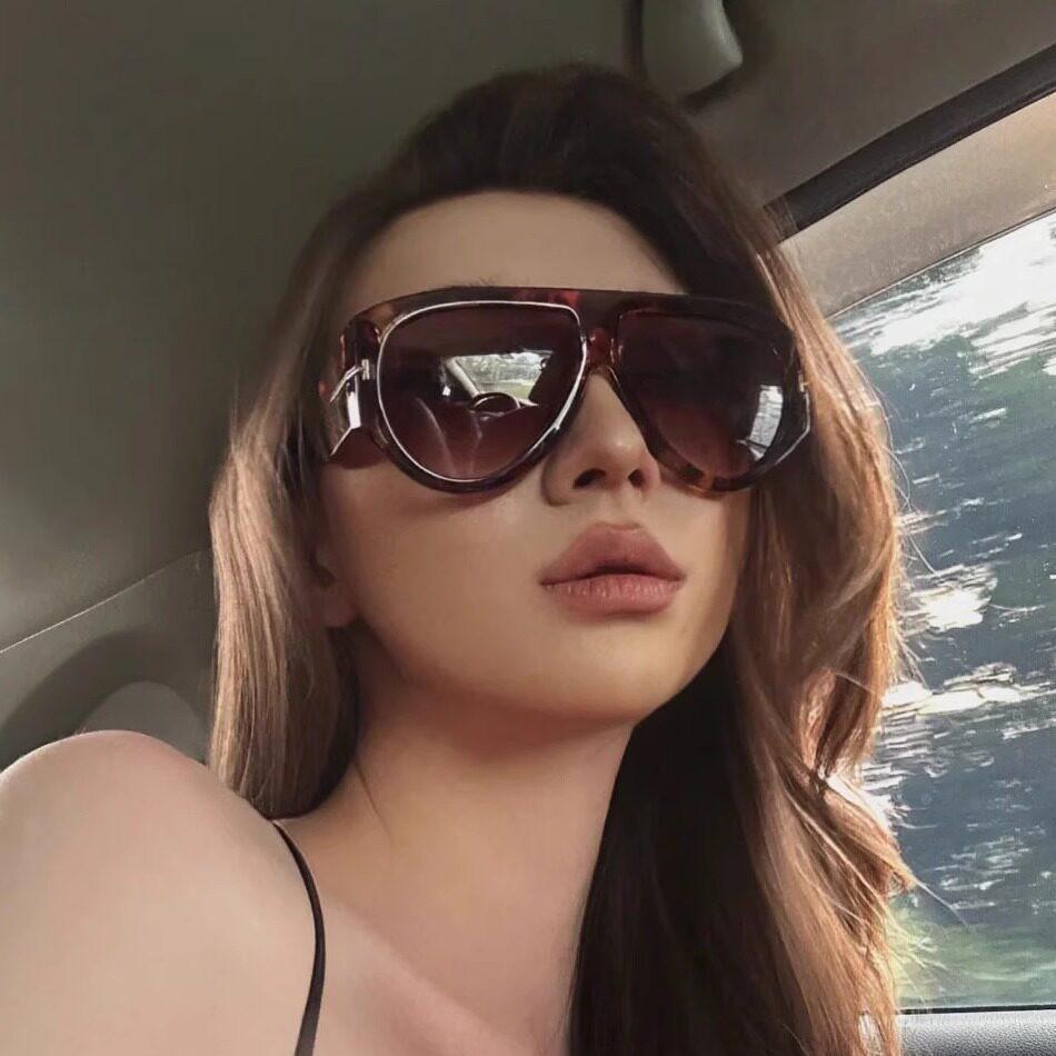 New European and American large-frame toad glasses T-word pilot personalized fashion glasses advanced sense UV protection sunglasses