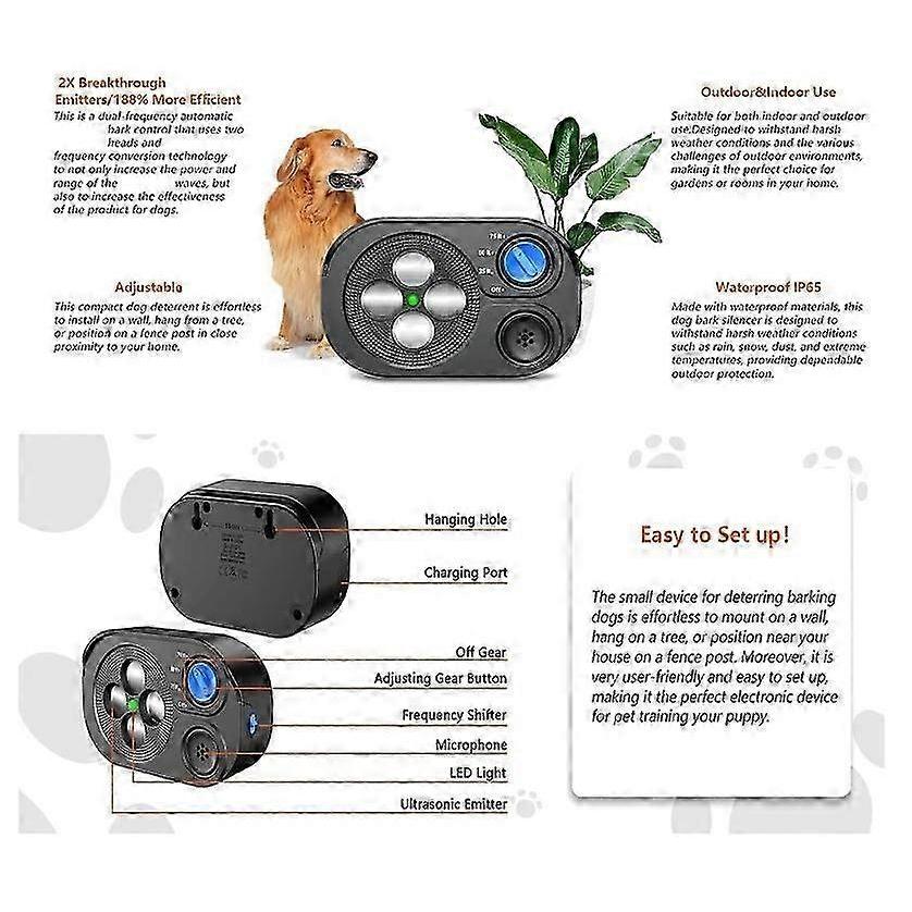 SB2 Dog Bark Stopper, Dog Bark Stopper with HD LED Indicator Ultrasonic Bark Stopper