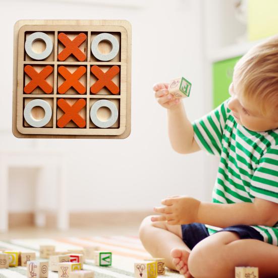 1 Set Tic-Tac-Toe Competitive-skill Decision-making Skill Brain-development Wood Logical Thinking Ability OX Chess Game Children Supply