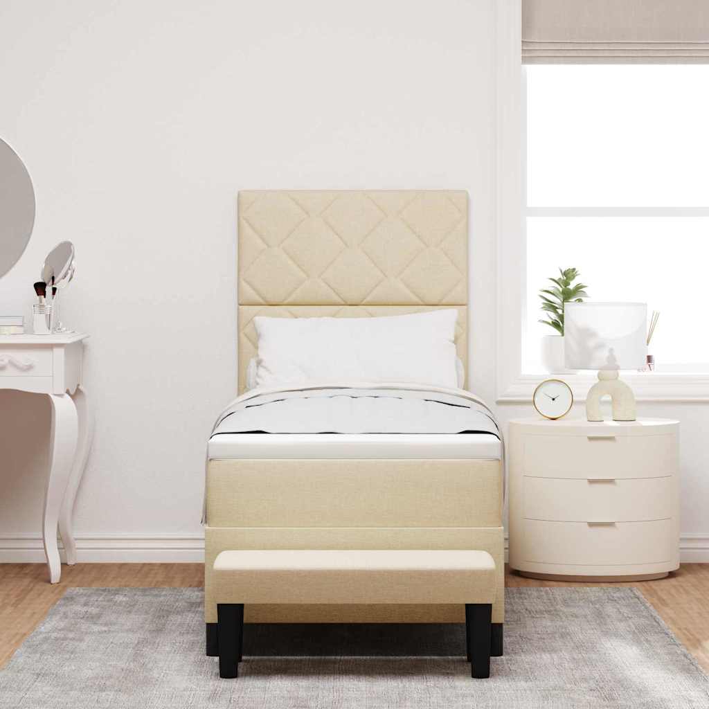 Boxspring Bed with Headboard Cream 80 x 200 cm Fabric