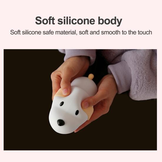 Светодиодный ночник с милой собакой и таймером, бесступенчатая регулировка яркости, сенсорный датчик, ночник, прикроватный светильник, украшение для спальни