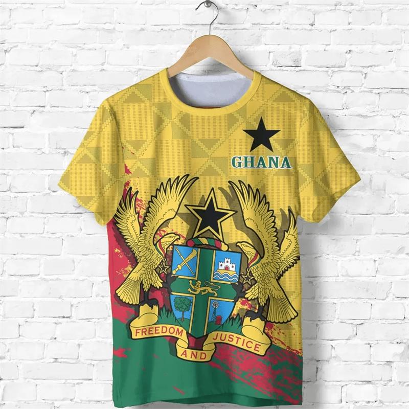 3D Ghana Nationa IndependenceDay Printed T Shirt The Republic-of Ghana Emblem Flag Graphic Tee-shirts For Men Mens Clothing Tops