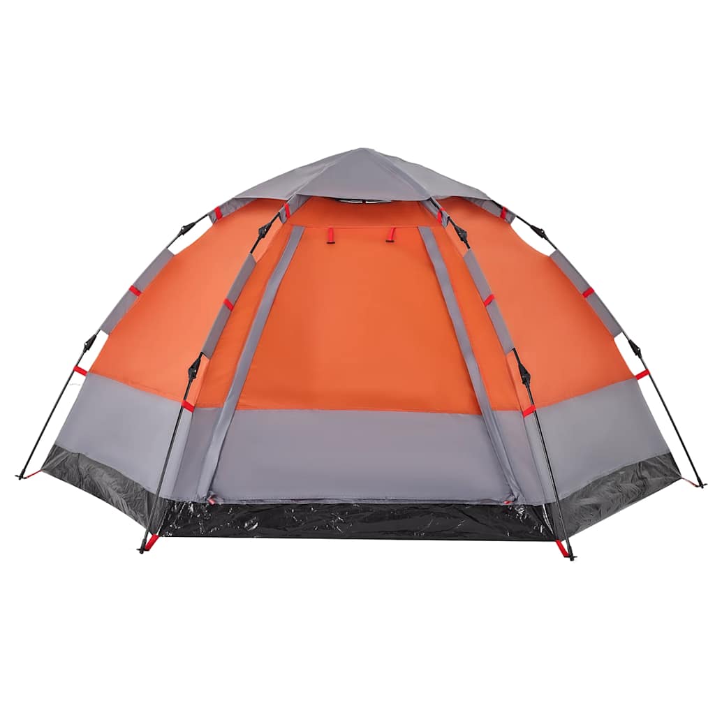 4 Person Camping Tent Grey and Orange Quick Release System