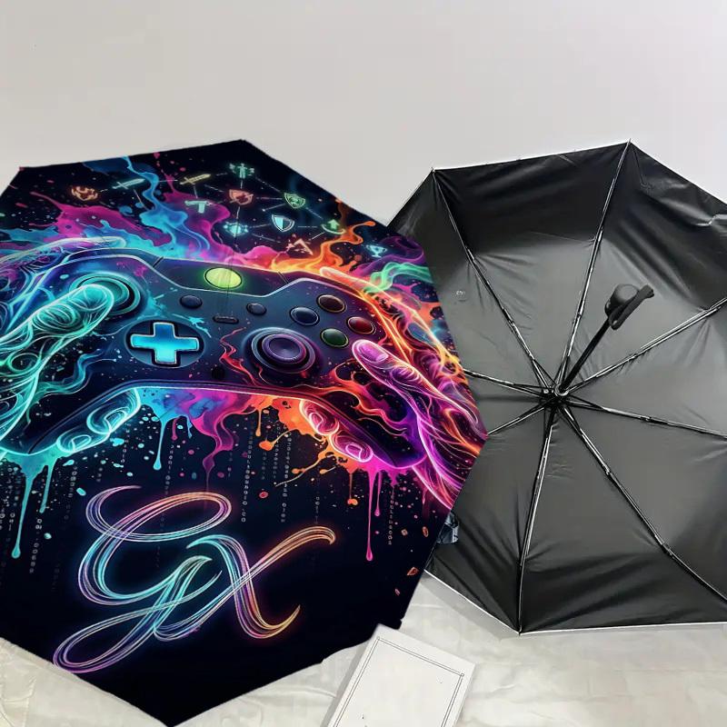 1PC Gamepad Gaming Umbrella-8-Rib Reinforced Portable Folding Travel Suitable for All Seasons Outdoor Daily Use -J0385