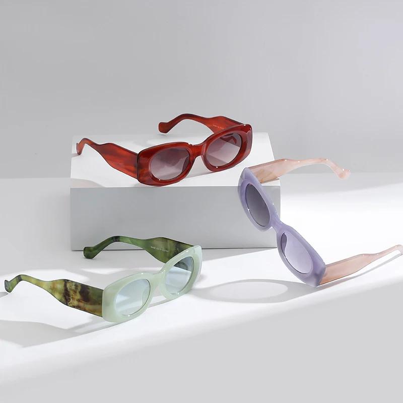  New Ins Popular Fashion Oval Women Jelly Color Sunglasses Retro Gradient Shades UV400 Men Wide Legs Sun Glasses
