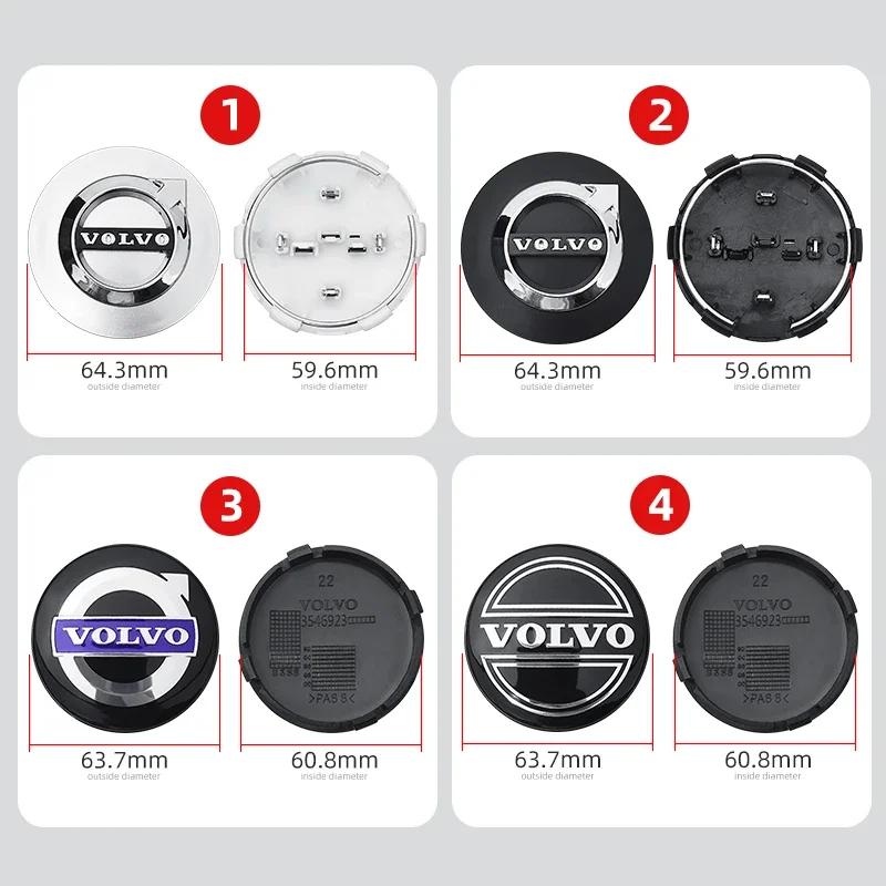 4PCS 64mm ABS Car Wheel Hub Center Cap Logo Emblem Dustproof Cover for Volvo RDESIGN XC60 XC90 V60 V40 XC40 V50 S60 V70 C70 AWD