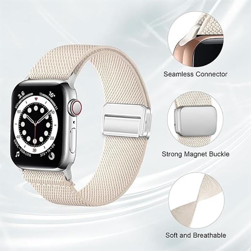 Магнитный петлевой ремешок для Apple Watch 40мм 44мм 45мм 49мм 41мм, нейлоновый браслет-скранчи для iwatch Series ultra 2 9 3 6 7 8 se 10