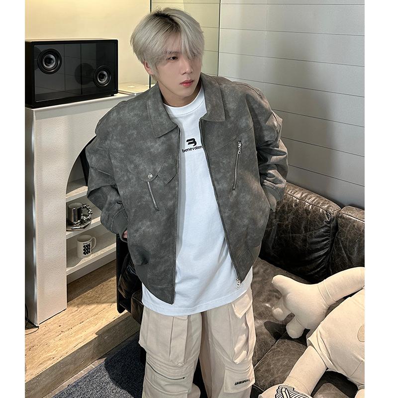 Кожаная куртка мужская осенне-зимняя американская уличная короткая куртка