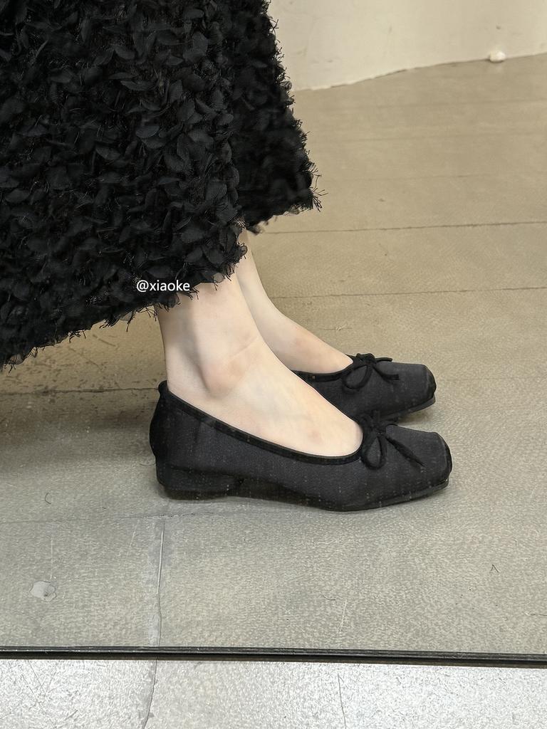 Балетки на низком толстом каблуке для женской верхней одежды, ретро квадратный носок, новые весенне-осенние французские туфли-лодочки на плоской подошве с носком-«пятачком»