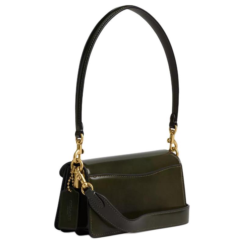 COACH Tabby 20 Removable Shoulder Strap in Metallic Finish Calfskin Shoulder Bag Small Women's Olive