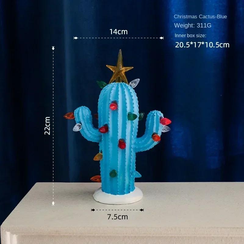 Cactus Resin Decorative Ornaments LED Home Light Design Atmosphere Green Plants Courtyard Desktop Design Atmosphere