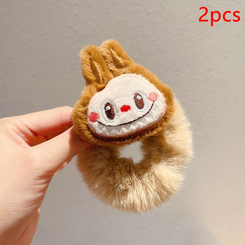 2 шт. милые мультяшные плюшевые петли для волос Labubu, не вредят волосам, головные уборы, детские веревки для волос, милые высокоэластичные резинки, подарки