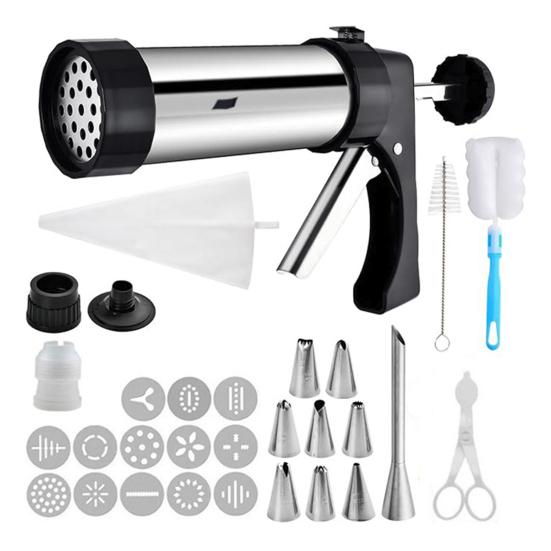 Пресс для печенья Набор формочек для печенья из нержавеющей стали для начинающих Экструдер для теста для печенья с эргономичной