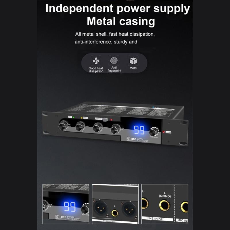 Караоке-микшер DSP99 с 99 цифровыми эффектами реверберации BT5.0 Независимое управление для музыки и микрофона
