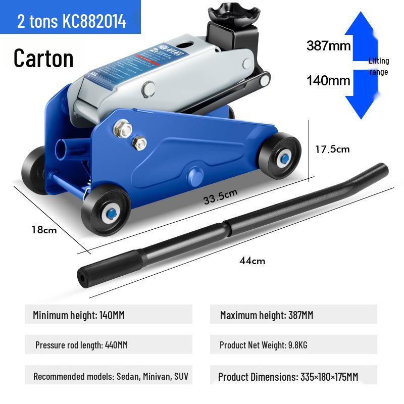2-Ton Horizontal Hydraulic Car Jack for SUVs – 3T Tire Change Tool