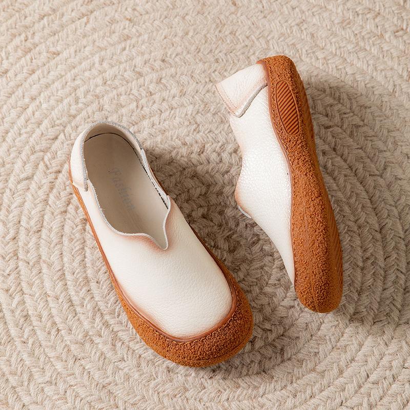 Модные ретро V-образные неглубокие мокасины женские из натуральной кожи осенняя обувь роскошные широкие мокасины женские туфли на толстой подошве