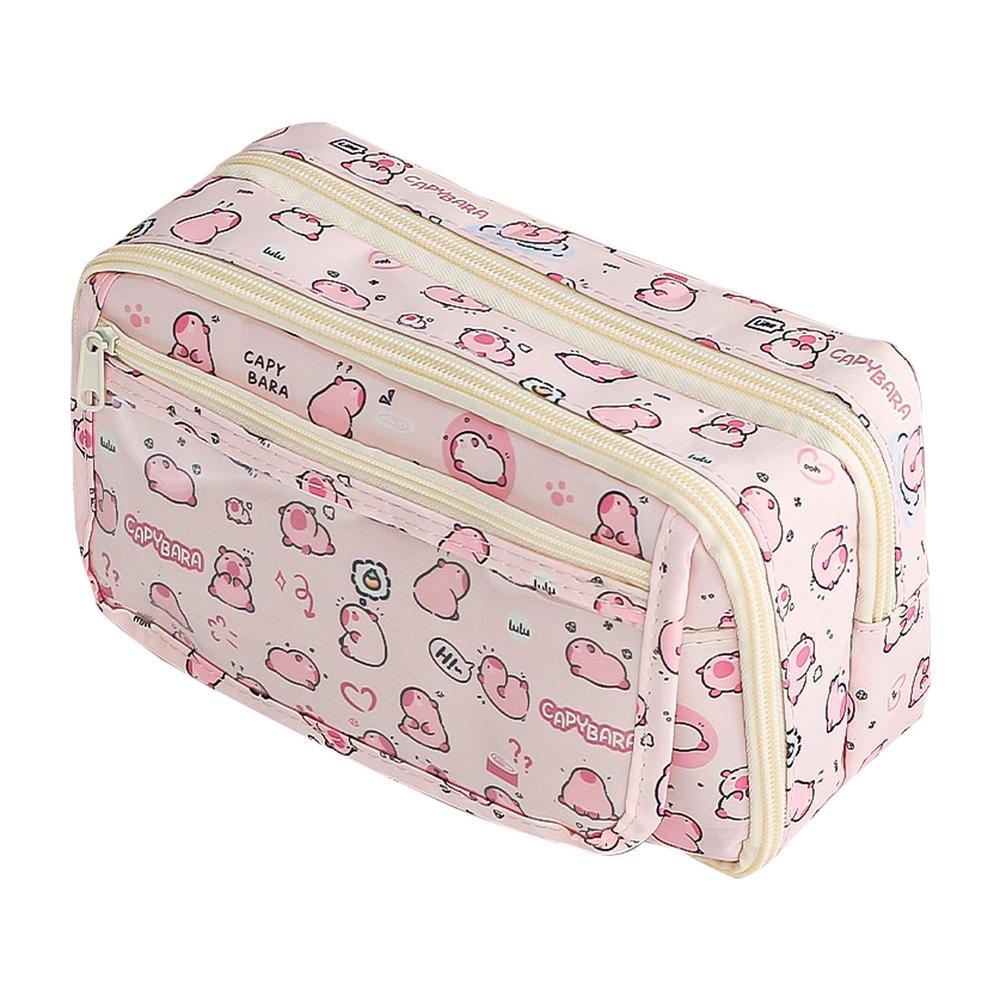 Большой емкости многофункциональный мультяшный пенал милый капибара печатный узор пенал школьные принадлежности подарки