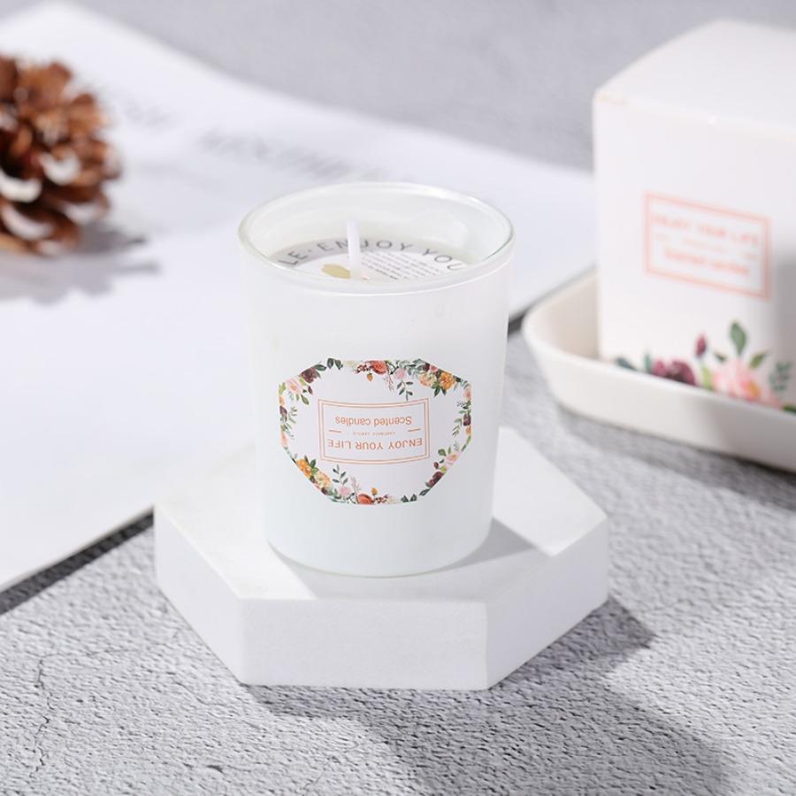 1pc Fragrant Candle Creative Nordic Glass Cup Soy Wax Smokeless Aromatherapy Candle for Home, Wedding, Festival Party Candles